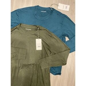 Women Long Sleeve Underscrubs Tee Large Lot Of (2) MANDALA Olive & Blue NWT!